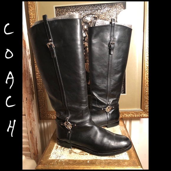 coach black leather boots